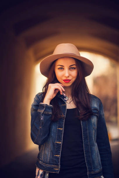 istock Portrait of a brunette wearing a hat 1187142666