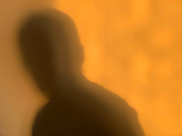 a sombra de um homem na parede do sol de ajuste - standing out from the crowd individuality contrasts stone - fotografias e filmes do acervo