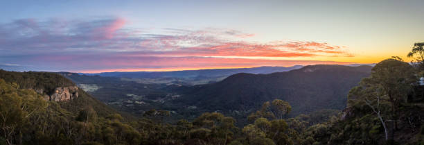 istock Colorful panoramic view over blue mountain national park during sunset 1187147258