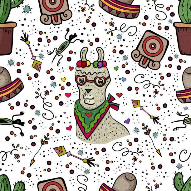 ilustraciones, imágenes clip art, dibujos animados e iconos de stock de elementos de diseño cinco de mayo set colección. patrón sin costuras. arte de méxico. diseño festivo. - vector. - mexico mexican culture cinco de mayo art