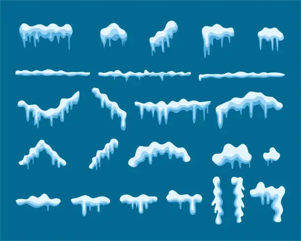 Vector illustration of Vector set of snow caps