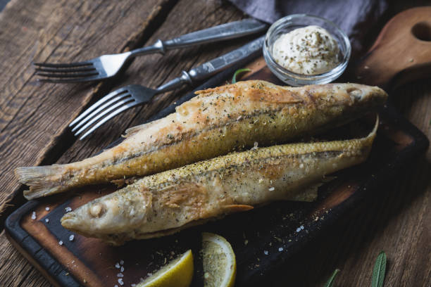 istock Fried fish with sauce and lemon 1187149431