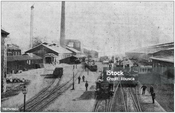 Antique Photo Foundry In Le Creusot Stock Illustration - Download Image Now - Factory, France, Black And White