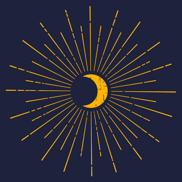 ilustraciones, imágenes clip art, dibujos animados e iconos de stock de moon glow starburst - luna creciente