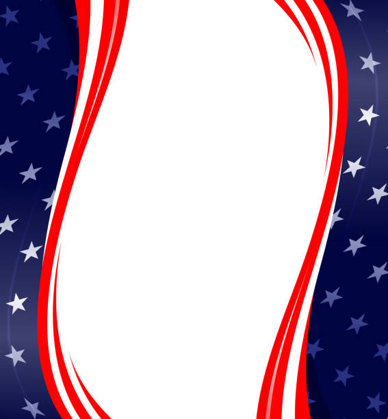 illustrazioni stock, clip art, cartoni animati e icone di tendenza di strisce blu rosse stelle - fourth of july patriotism american flag frame