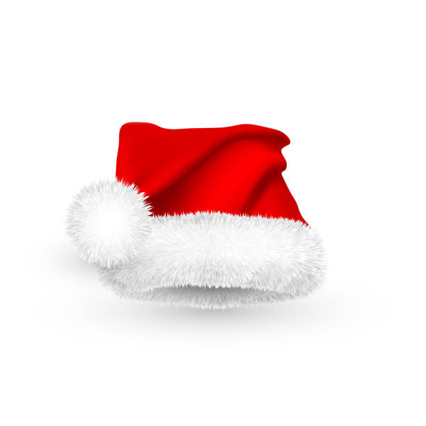istock Realistic Red Santa Claus hat isolated on white background. Gradient mesh Santa Claus cap with fur. Vector illustration 1187160631