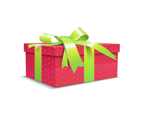 istock The vector illustration of a red gift box with a green ribbon is on a white background. 1187161255