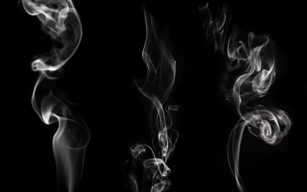 istock Set of white smoke on a black background. 1187167815