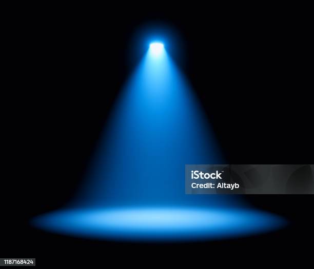 Blue Spotlight On Stage Performance Stock Photo - Download Image Now - Spotlight, Spot Lit, Light - Natural Phenomenon