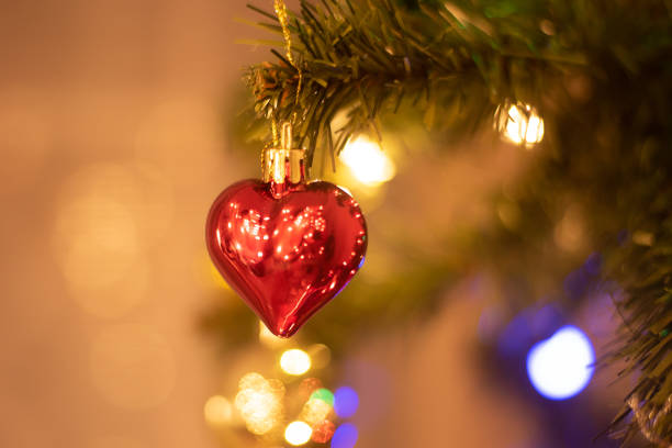 istock Beautiful Decorated Christmas Tree and Heart Shape Christmas Ball 1187168664