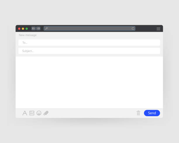ilustrações de stock, clip art, desenhos animados e ícones de email blank template internet. interface for mail message. vector illustration. - e mail