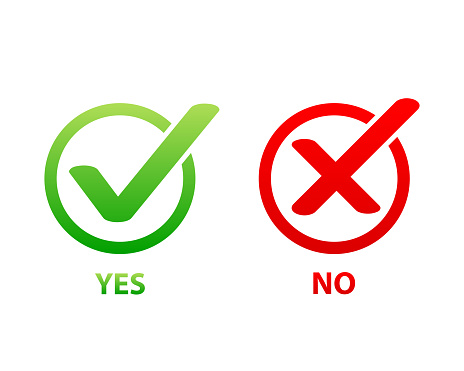 Yes and No check marks icon on white background