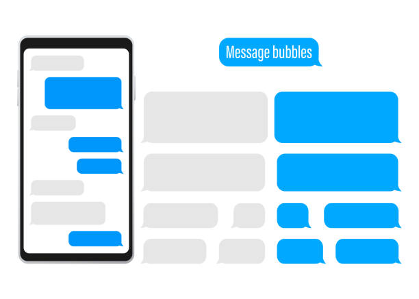 ilustraciones, imágenes clip art, dibujos animados e iconos de stock de burbujas de mensajes planos. interfaz de chat. burbujas de mensajes - mensaje de móvil