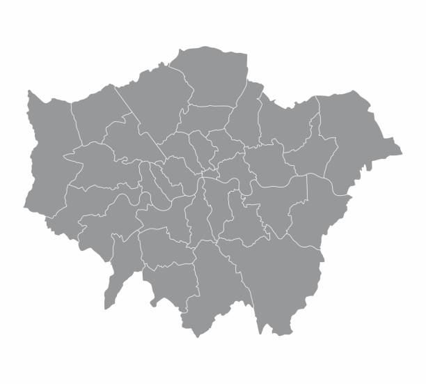 London regions map A gray London map divided into regions eanling stock illustrations