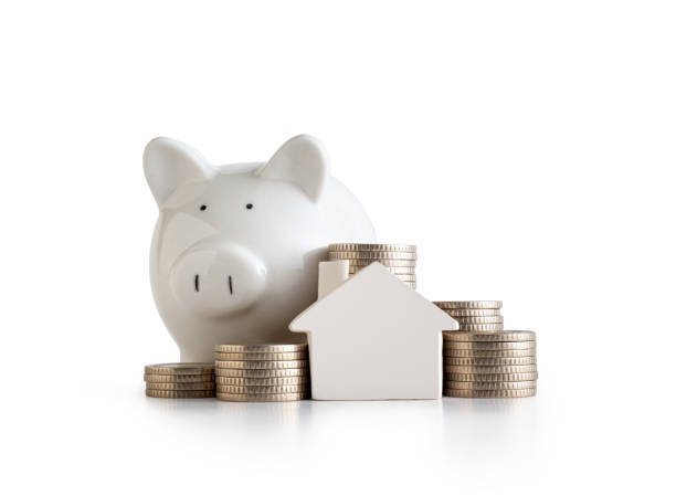 ahorrar dinero para comprar casa - interest rate house loan budget fotografías e imágenes de stock