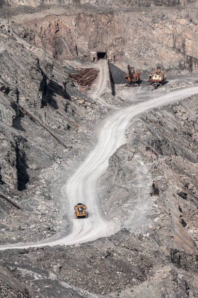 istock Heavy truck on the road in the stone pit 1187187228