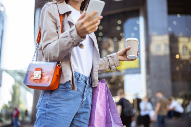 istock Woman making a video call from the downtown 1187187343