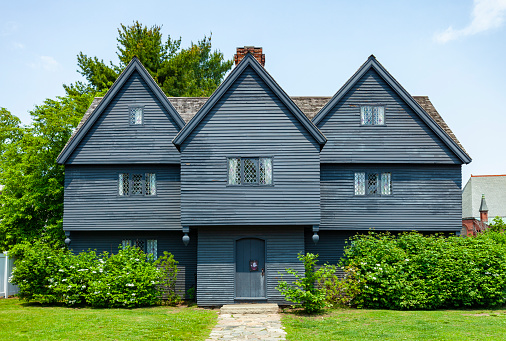 Salem, Massachusetts, USA - May 31, 2019:  The Witch House in Salem, Massachusetts is the only building with direct ties to the Salem Witch Trials left.