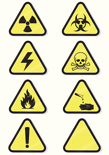 Vector set of chemical warning signs vector art illustration