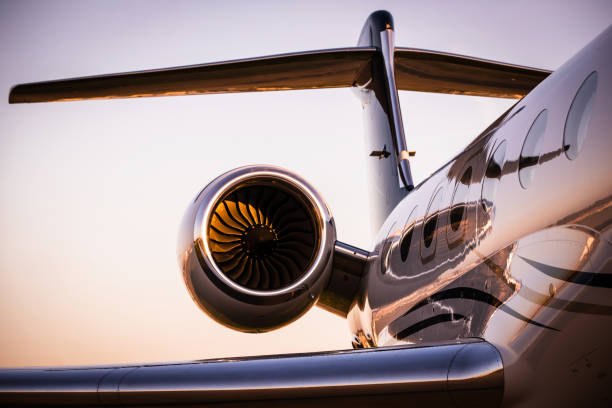 Corporate Jet Corporate Jet at sunset aerospace industry stock pictures, royalty-free photos & images