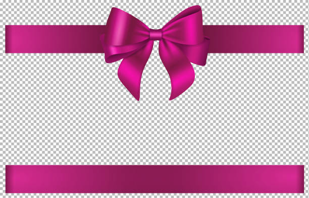 クリスマスと誕生日の装飾のためのピンクの弓とリボン - magenta点のイラスト素材／クリップアート素材／マンガ素材／アイコン素材