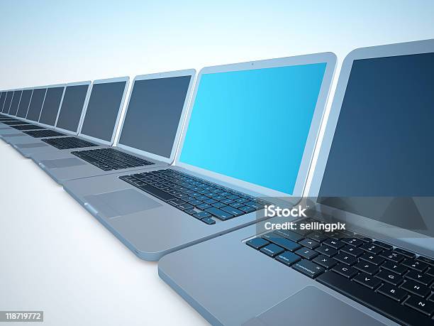 Row Of Notebooks On White Background Stock Photo - Download Image Now - Blue, Business, Color Image