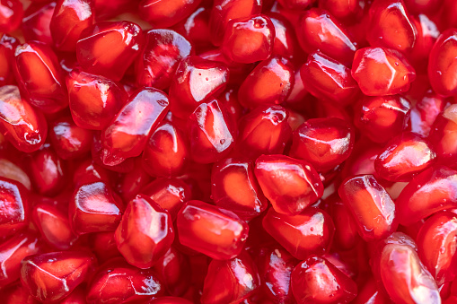 Seeds of a pomegranate that is red like a ruby ​​that can be eaten