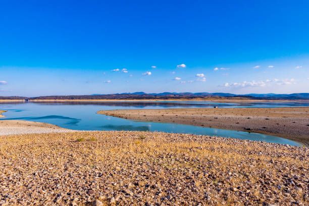 istock Reservoir almost empty due to drought 1187198824