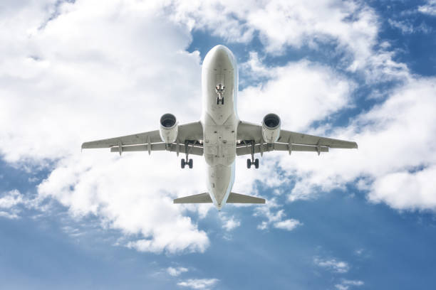 istock bottom view of an airplane during landing approach 1187200204