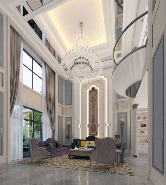 istock Modern interior design of living room 3D illustration  3D rendering 1187201566