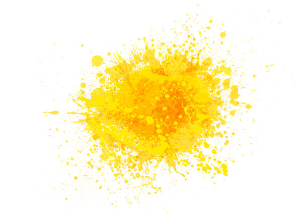illustrazioni stock, clip art, cartoni animati e icone di tendenza di spruzzo di vernice gialla - watercolor painting paint splattered splashing