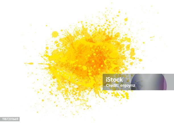 Yellow Paint Splash Stock Illustration - Download Image Now - Splashing, Spray, Paint