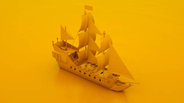 istock Old ship isolated. Minimal idea concept. 3d illustration 1187201678
