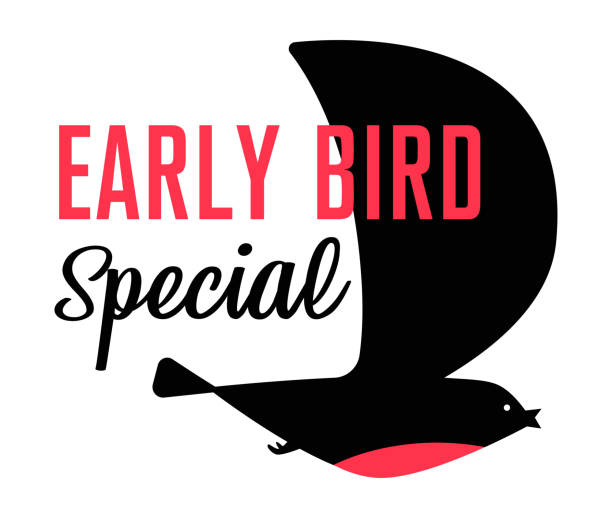 얼리버드 스페셜 세일 이벤트 배너 또는 포스터 - the early bird catches the worm stock illustrations