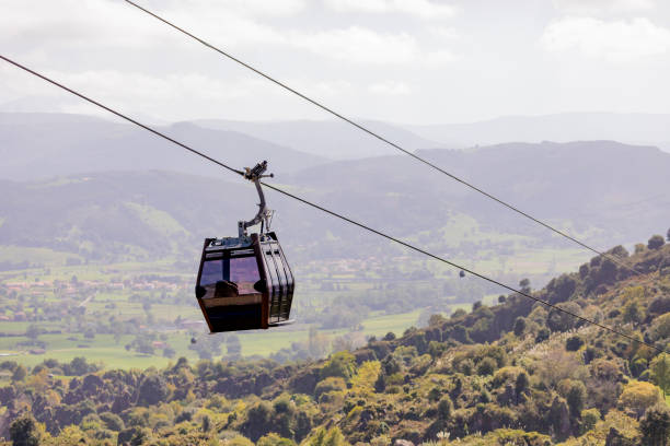 istock Cable car flying on the mountain. 1187205828