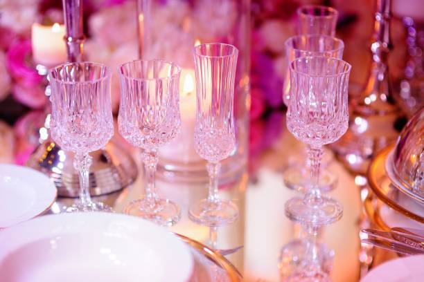 istock Beautiful table setting with crockery and flowers for a party, wedding reception or other festive event 1187208928