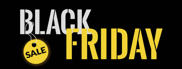 istock Black Friday sale facebook cover, yellow text on black background 1187215354