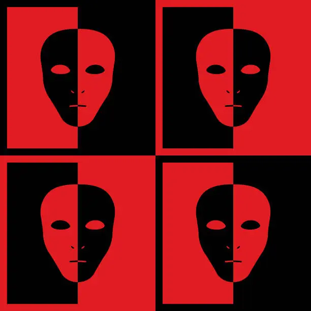 Vector illustration of Black And Red Mask icon