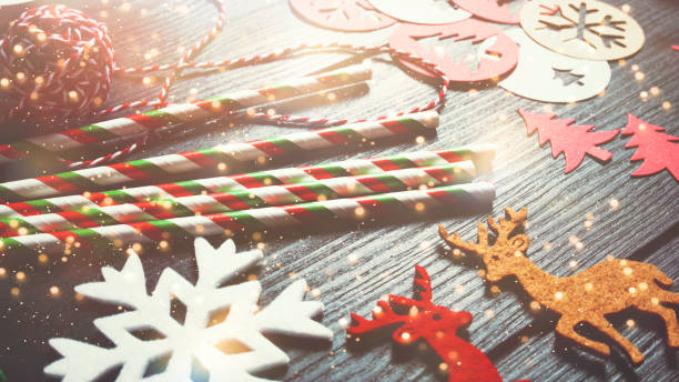 istock Creative christmas preparation for decoration and gifts 1187227694