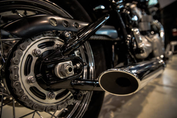 istock black motorbike in salon ready for fast motorway ride 1187228049