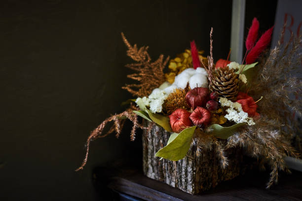 istock Close-up decorative autumn composition in a basket, selective focus 1187233301