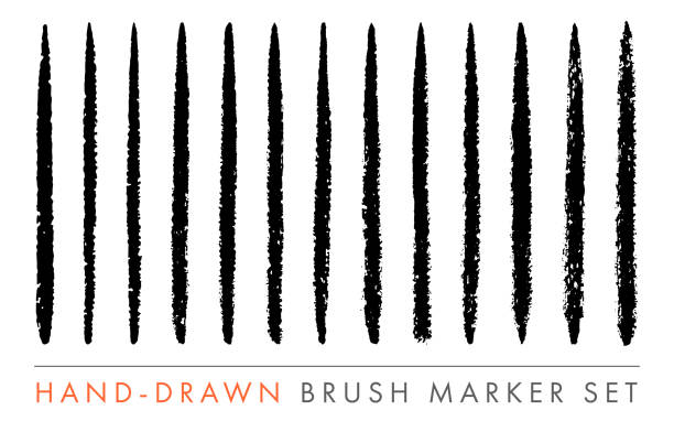 Hand-Drawn Marker Brush Vector Set Hand-Drawn Marker Brush Vector Set for Sketching and Drawing illustrator stock illustrations