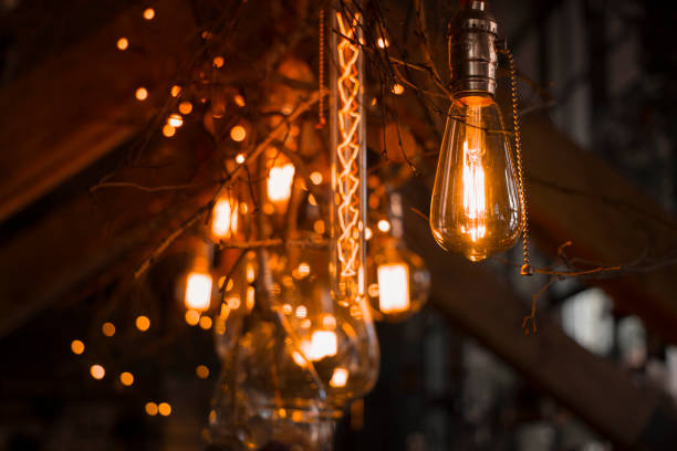 istock Decorative lighting with vintage lamps. 1187238586