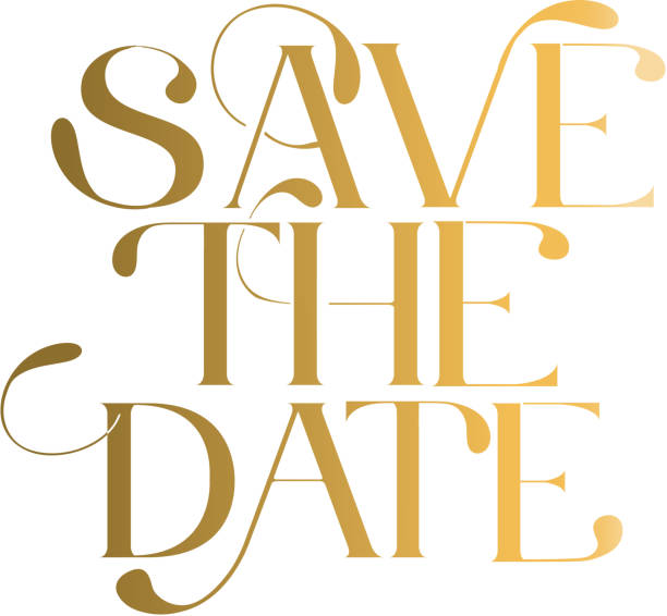Save the Date wedding typography design in gold Vector illustration of a Save the Date wedding typography design in gold. Easy to edit. EPS 10. save the date font stock illustrations