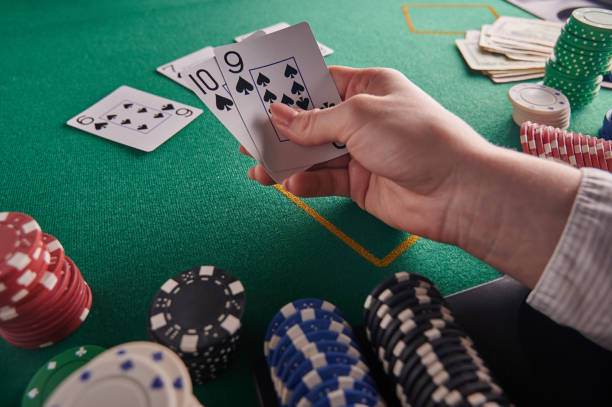 istock Straight flush, player holds. Casino, Winning combination 1187243226
