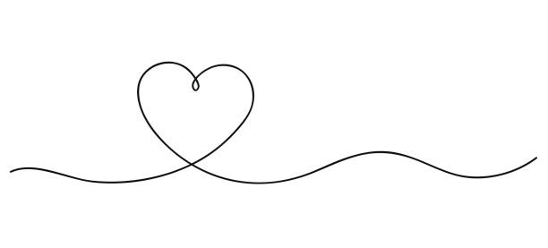 herzen. kontinuierliche linie kunstzeichnung. handgezeichnete doodle-vektor-illustration in einer durchgehenden linie. linie kunst dekoratives design - heart stock-grafiken, -clipart, -cartoons und -symbole