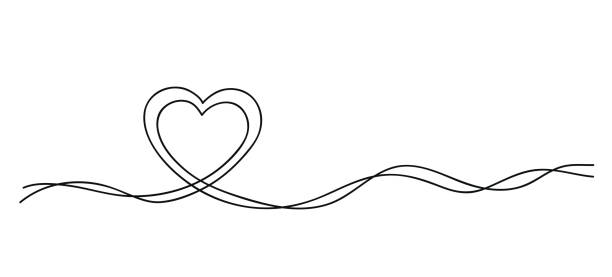 illustrations, cliparts, dessins animés et icônes de cœurs. dessin d'art en ligne continue. concept d'amour de mère et d'enfant. illustration de vecteur noire et blanche - valentines day heart shape love symbol