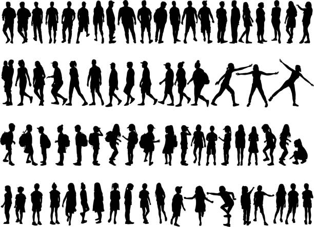 illustrations, cliparts, dessins animés et icônes de grande collection de silhouettes concept. - group of people people silhouette couple