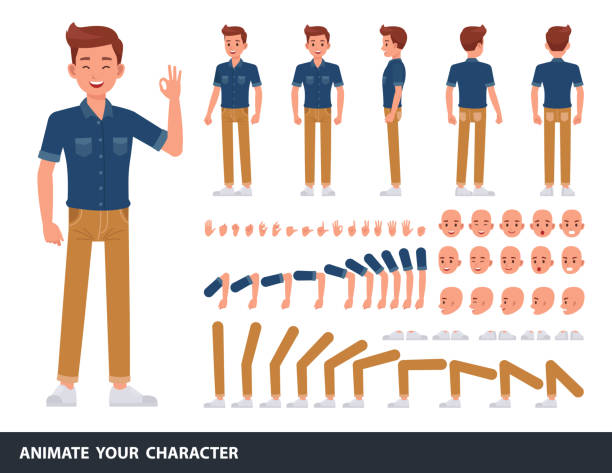 illustrations, cliparts, dessins animés et icônes de conception de vecteur de caractère d'homme. créez votre propre pose. - characters