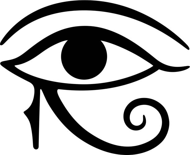 눈 호루스 - egyptian culture hieroglyphics human eye symbol stock illustrations